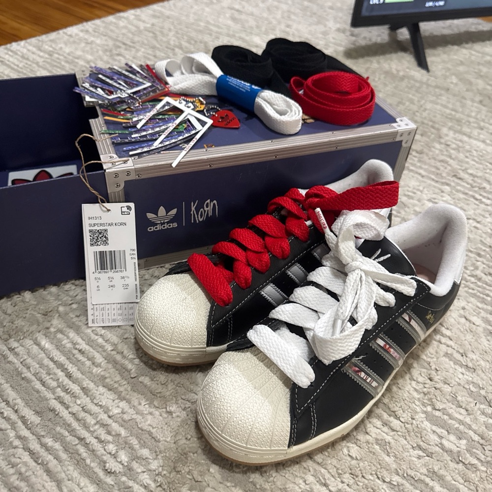 Adidas Korn Superstar Sneakers with Black and White Design